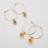 Gold Claw Raw Rainbow Gemstone 30mm Hoop Earrings, Birthstone Dangle Earrings For Women AL822
