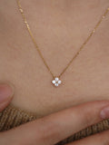 925 Sterling Silver Four Leaf Clover Necklace Zircon Necklace, Lucky Lady Fashion Jewelry AL844