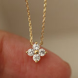 925 Sterling Silver Four Leaf Clover Necklace Zircon Necklace, Lucky Lady Fashion Jewelry AL844