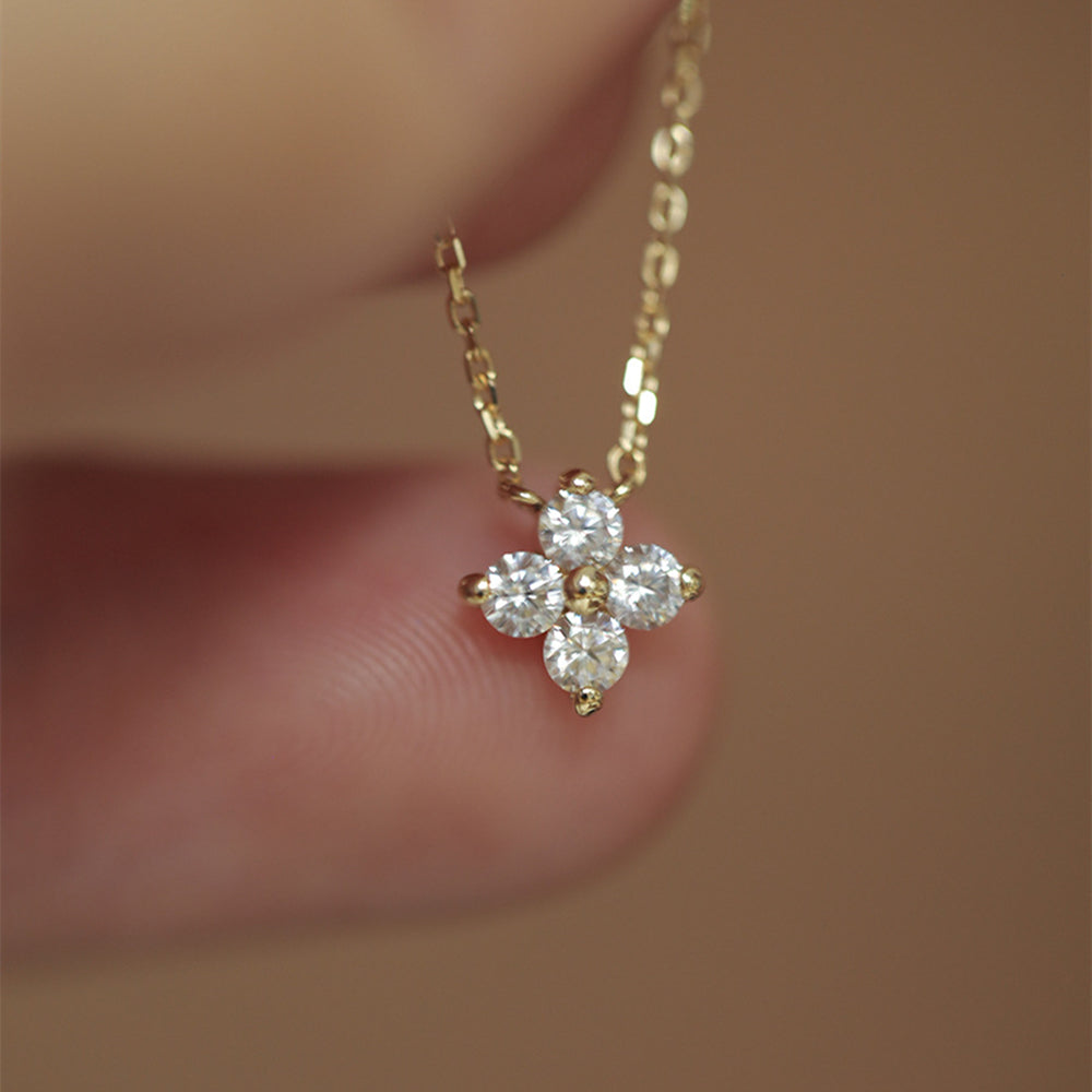 925 Sterling Silver Four Leaf Clover Necklace Zircon Necklace, Lucky Lady Fashion Jewelry AL844