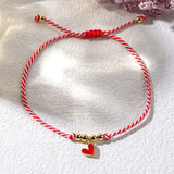 Bohemian Rainbow Oil Drip Heart Gold Beads Adjustable Martis Bracelet, Friendship Bracelet Handmade Jewelry AL893