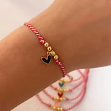 Bohemian Rainbow Oil Drip Heart Gold Beads Adjustable Martis Bracelet, Friendship Bracelet Handmade Jewelry AL893