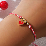 Bohemian Rainbow Oil Drip Heart Gold Beads Adjustable Martis Bracelet, Friendship Bracelet Handmade Jewelry AL893