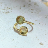 Gold Plated Double Round Ring Blank Base Bezel Settings, Adjustable Ring Findings, For DIY Jewelry Making AL895