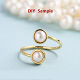 Gold Plated Double Round Ring Blank Base Bezel Settings, Adjustable Ring Findings, For DIY Jewelry Making AL895
