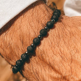 8" Black Lava Stone & Hematite Beaded Stretch Bracelet, Boho Summer Beach Jewelry, Bracelet For Men AL902