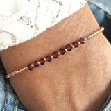 Bohemian Skinny Faceted Aquamarine Moonstone Stones & Gold Miyuki Beads Stacked Bracelet, Handmade Boho Summer Jewelry AL903