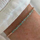Bohemian Skinny Faceted Aquamarine Moonstone Stones & Gold Miyuki Beads Stacked Bracelet, Handmade Boho Summer Jewelry AL903