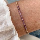 Bohemian Skinny Faceted Aquamarine Moonstone Stones & Gold Miyuki Beads Stacked Bracelet, Handmade Boho Summer Jewelry AL903