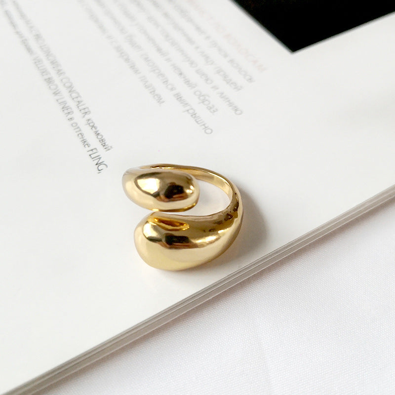 Gold Exaggerated Open Cross Drop Wrap Ring, Adjustable Size, Chunky Women Ring AL904