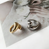 Gold Exaggerated Open Cross Drop Wrap Ring, Adjustable Size, Chunky Women Ring AL904