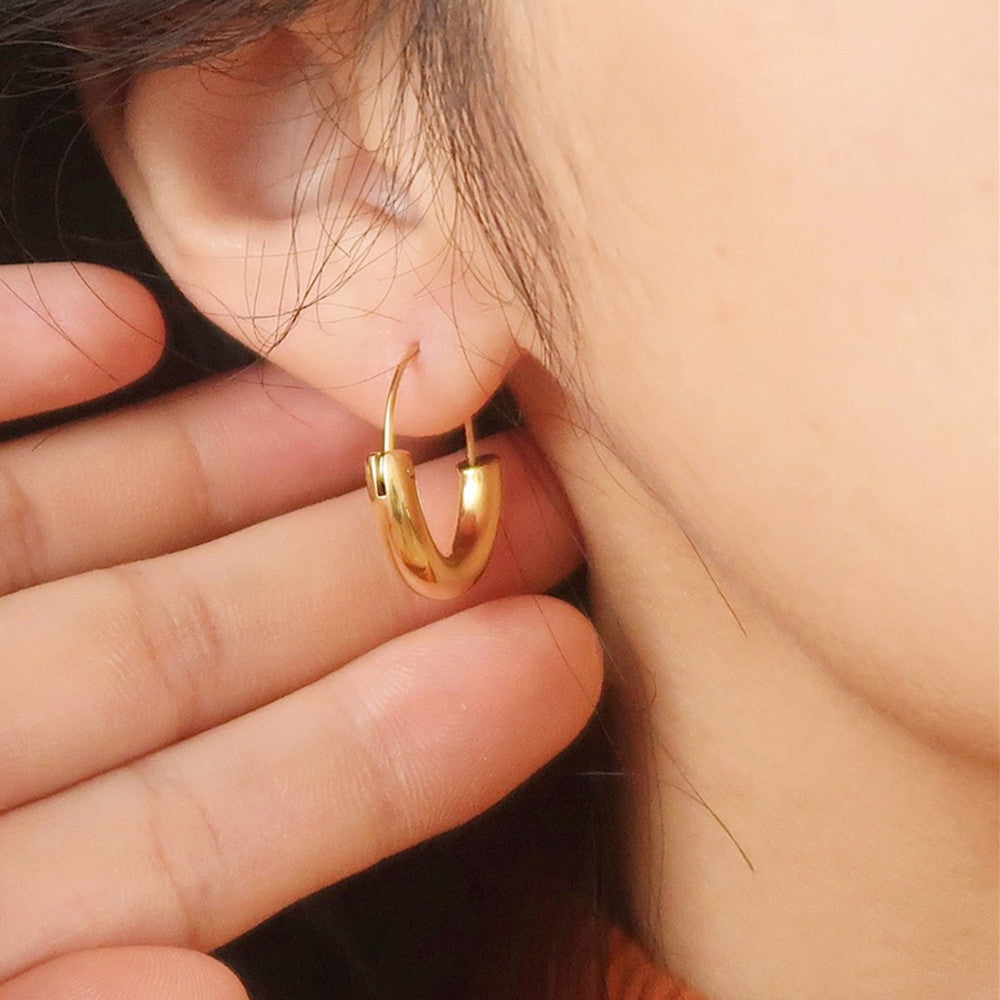 Titanium Steel Gold Big Hoop Earrings U Shape Earrings C Hoop Earrings Simple Jewelry Gold AL931