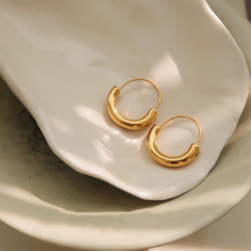 Titanium Steel Gold Big Hoop Earrings U Shape Earrings C Hoop Earrings Simple Jewelry Gold AL931