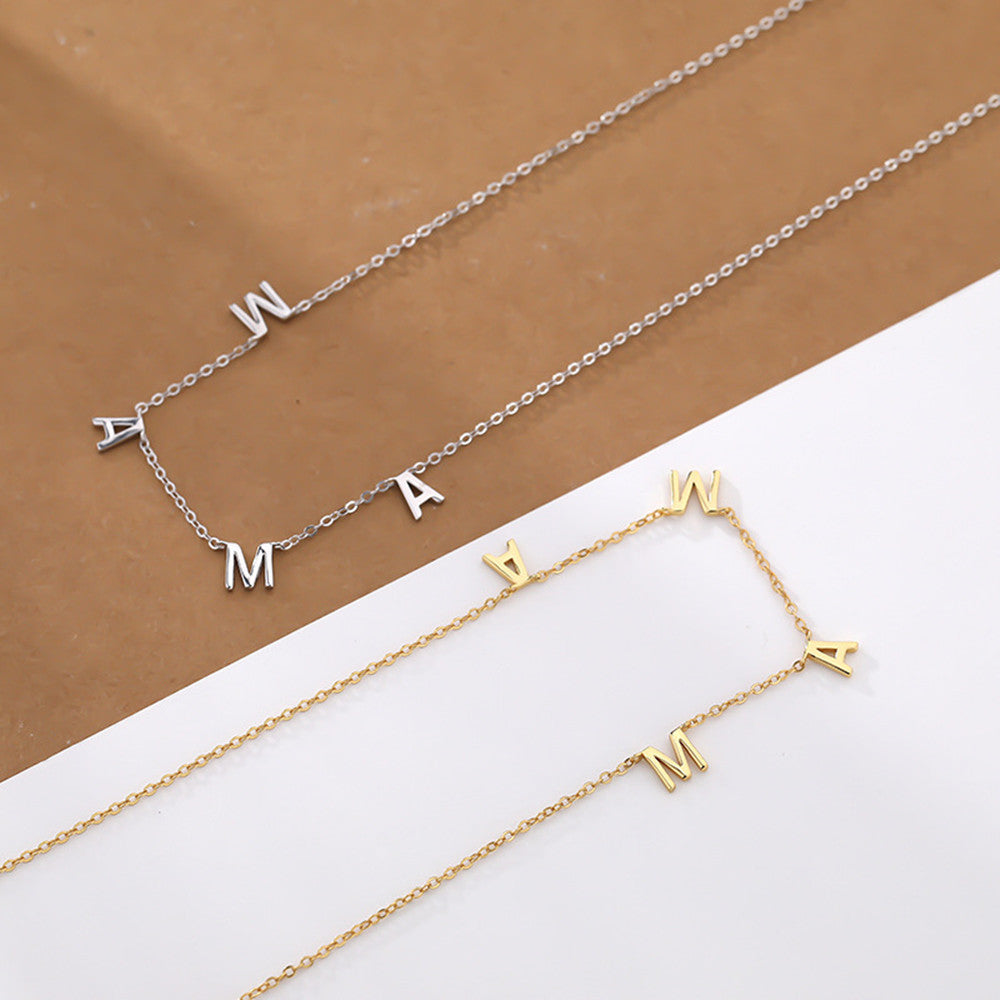16" Dainty MAMA Necklace Gold Letter Necklace, Zircon Necklace, Gift For Mother AL933