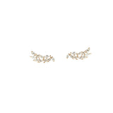 Dainty 925 Sterling Silver Zircon Feather Stud Earrings CZ Leaf Earrings, 18k Gold Plated Jewelry AL938