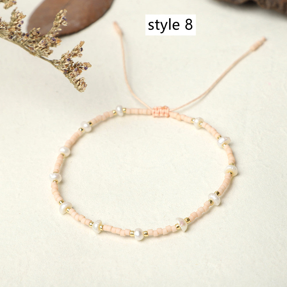 Bohemian Mulit Natural Freshwater Pearl & Miyuki Beads Bracelet Skinny Bracelet, Handmade Boho Summer Jewelry AL941