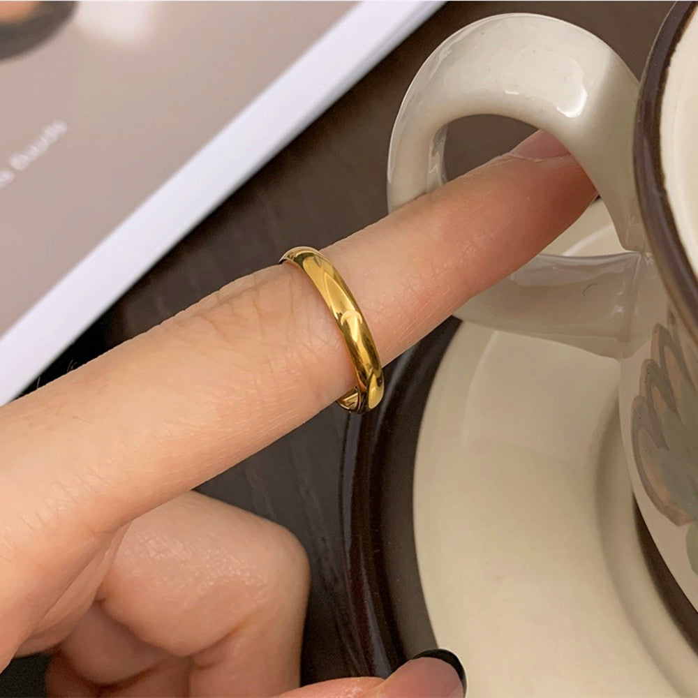 Gold Zircon Star Moon Ring Thin Band Ring, Titanium Steel Stacked Ring, Simple Jewelry AL947