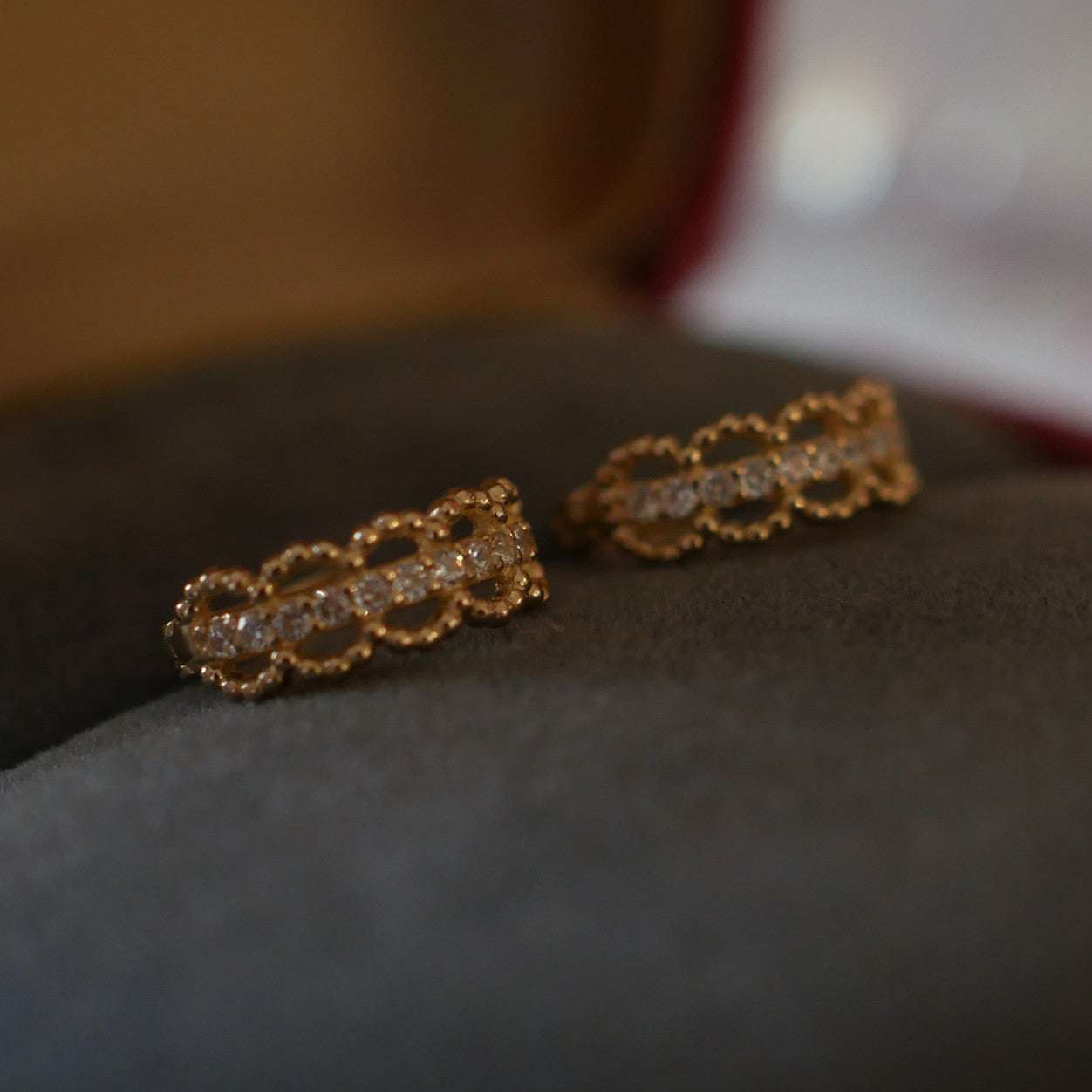 Dainty S925 Sterling Silver Zircon Lace Earrings CZ Small Hoop Earrings, 18k Gold Plated Jewelry AL949