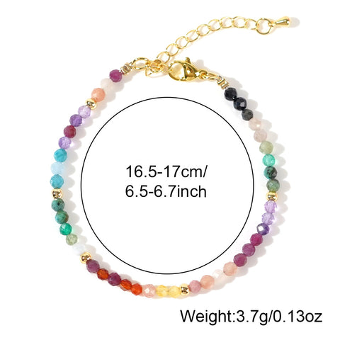 Bohemian Rainbow Natural Stones Faceted & Gold Beads Friendship Bracelet, Handmade Boho Summer Jewelry AL960