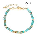 Bohemain Rainbow Natural Stones Beads Friendship Bracelet, Handmade Boho Summer Jewelry AL961