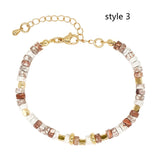 Bohemain Rainbow Natural Stones Beads Friendship Bracelet, Handmade Boho Summer Jewelry AL961