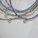 16" Skinny Rainbow Zircon Faceted Beaded Necklace Zircon Necklace, S925 Sterling Silver Summer Jewelry Necklace AL962
