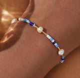 Bohemain Rainbow Fresh Water Pearl & Miyuki Beads Friendship Bracelet, Handmade Boho Summer Jewelry AL965