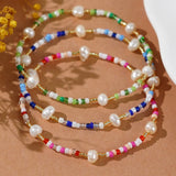 Bohemain Rainbow Fresh Water Pearl & Miyuki Beads Friendship Bracelet, Handmade Boho Summer Jewelry AL965