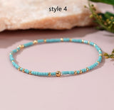 Bohemian Skinny Rainbow Miyuki Beads Stretch Bracelet, Couple Friendship Bracelet, Handmade Boho Summer Jewelry AL968