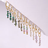 Gold Plated Rainbow Natural Stone Chips Dangle Earrings AL977
