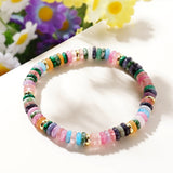 Bohemian Rainbow Natural Stone Roundle Beads Bracelet, Adjustable, Handmade Boho Jewelry AL988