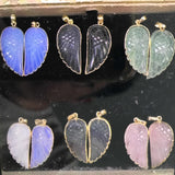 Gold Wing Gemstone Pendant Bead, Amethyts Fluorite Labradorite Jewelry Pendant WX2238