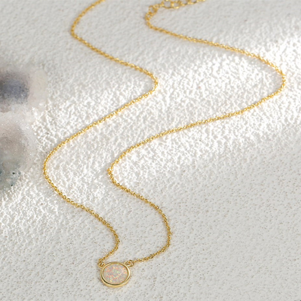 Fashion Gold Round Magic Opal Necklace, Fire Opal Jewelry, Gemstone Necklace AL642, opalite necklace