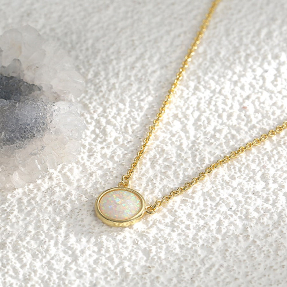 Fashion Gold Round Magic Opal Necklace, Fire Opal Jewelry, Gemstone Necklace AL642, opalite necklace