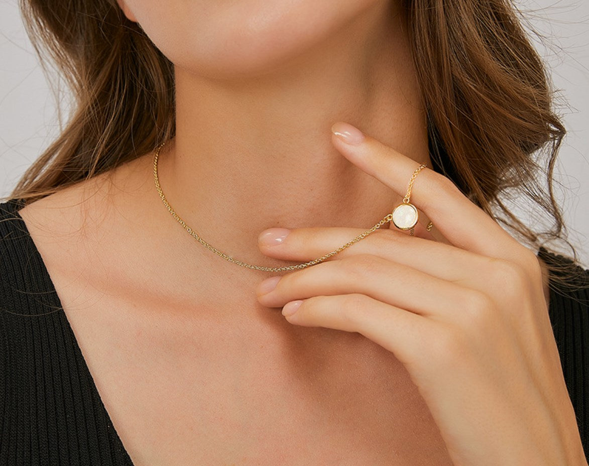 Fashion Gold Round Magic Opal Necklace, Fire Opal Jewelry, Gemstone Necklace AL642, opalite necklace