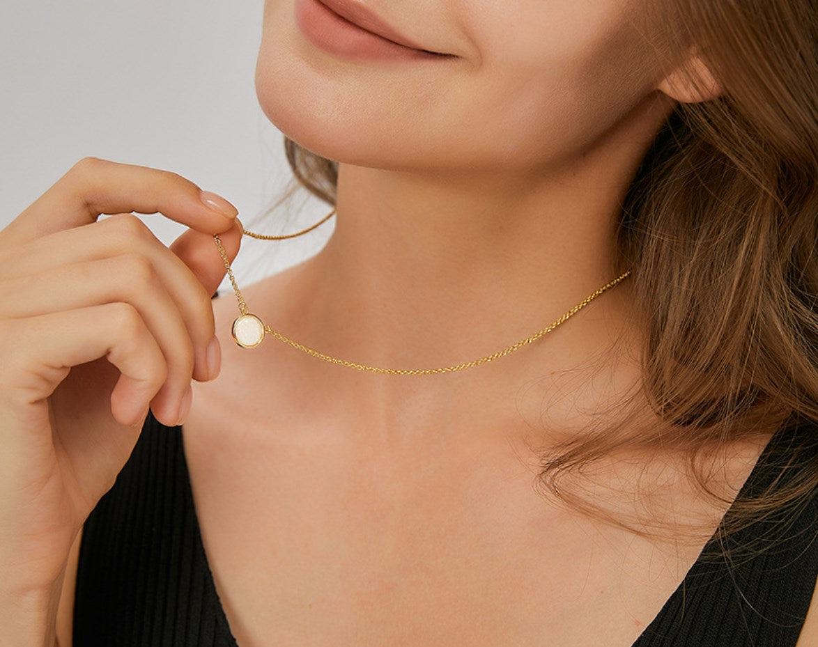 Fashion Gold Round Magic Opal Necklace, Fire Opal Jewelry, Gemstone Necklace AL642, opalite necklace
