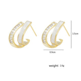 Double Layers Oil Drip CZ Stud Earrings, S925 Sterling Post, Fashion Summer Jewelry  AL703