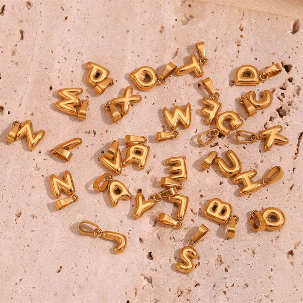 Mini Bubble Letter Pendant in Gold Titanium Steel, For Jewelry Making AL711