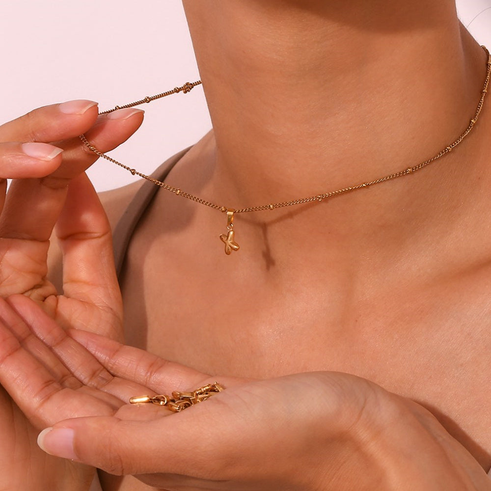 Mini Bubble Letter Pendant in Gold Titanium Steel, For Jewelry Making AL711
