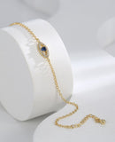 Gold Plated Brass Bule Zirconia Evil Eye Bracelet CZ Micro Pave Boho Jewerly AL776