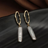Baroque Bar Natural Fresh Pearl Earrings Irregular Hoop 925 Silver Post Pearl Earrings Jewelry AL884