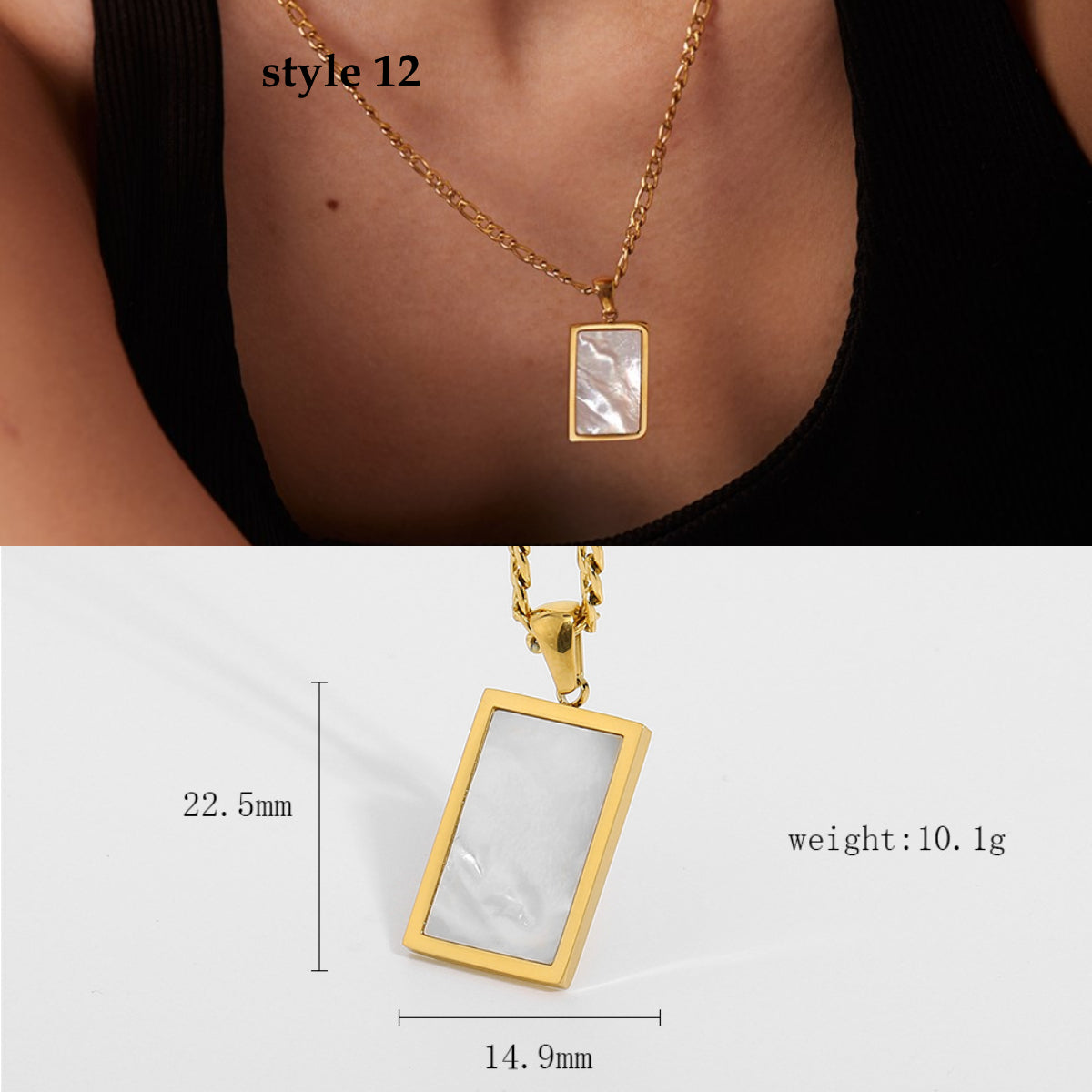 18K Gold Titanium Steel Multi-Kind CZ Shell Pendant Necklace, Star Moon Heart, Boho Jewelry AL664
