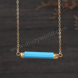 16" Gold Plated Multi Gemstone Crystal Faceted Bar Necklace Crystals Stone Necklace G0993-N