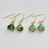 Gold Plated Teardrop Faceted Moonstone Australia Jade Rhodonite Earrings, Fashion Crystal Jewelry G2058