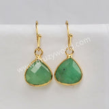 Gold Plated Teardrop Faceted Moonstone Australia Jade Rhodonite Earrings, Fashion Crystal Jewelry G2058