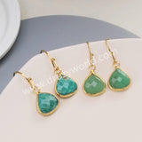 Gold Plated Teardrop Faceted Moonstone Australia Jade Rhodonite Earrings, Fashion Crystal Jewelry G2058