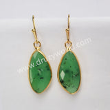 Gold Plated Drop Moonstone Rose Quartz Amazonite Faceted Dangle Earrings G2059