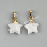 Gold Plated Star Rainbow Gemstone Faceted Pendant, Crystal Jewelry Making G2074