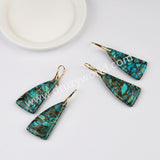 Unique Drop Gold Plated Copper Turquoise Dangle Earrings, Boho Gemstone Jewelry G2078-5