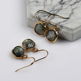 Gold Plated Square Natural Labradorite Faceted Dangle Earrings Healing Jewelry G2084-4